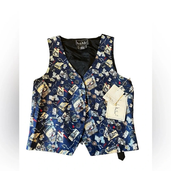 Vintage Nicole Miller 100% Silk Button down Vest - Picture 1 of 8
